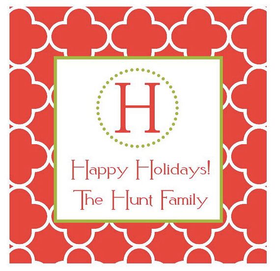 Personalized Christmas Gift Tag Stickers {Red Quarterfoil}