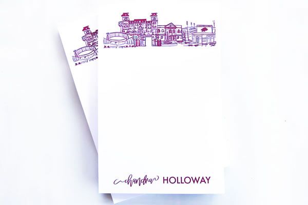 University Arkansas Notepad – Mix Font 1 Personalized Notepad Set {University of Arkansas - Fayetteville, Arkansas Campus Skyline}