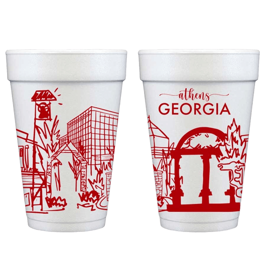 Athens-Georgia-Sklyine-DisposableFoam-Cup-9 Athens, Georgia Skyline {Foam Cup 10 Pack}