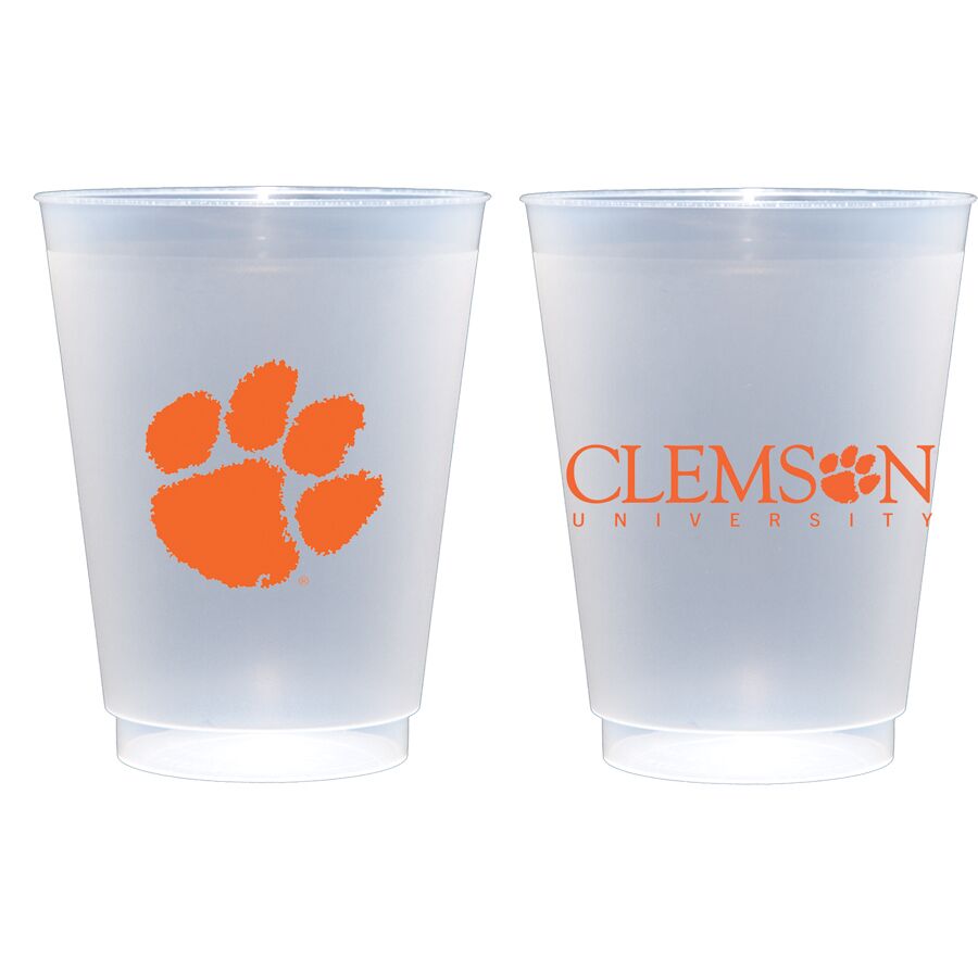 Clemson University TIgers Frosted Disposable Roadie Party Cup Clemson University Official Logos {Frost Cup 8 Pack}