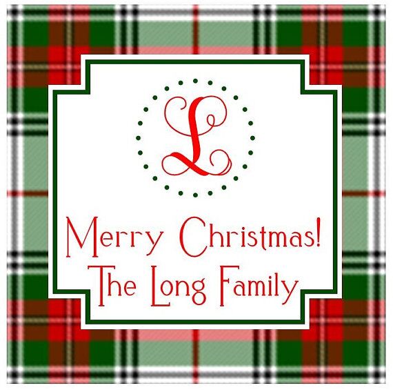 Personalized Christmas Gift Tag Stickers {Christmas Plaid}