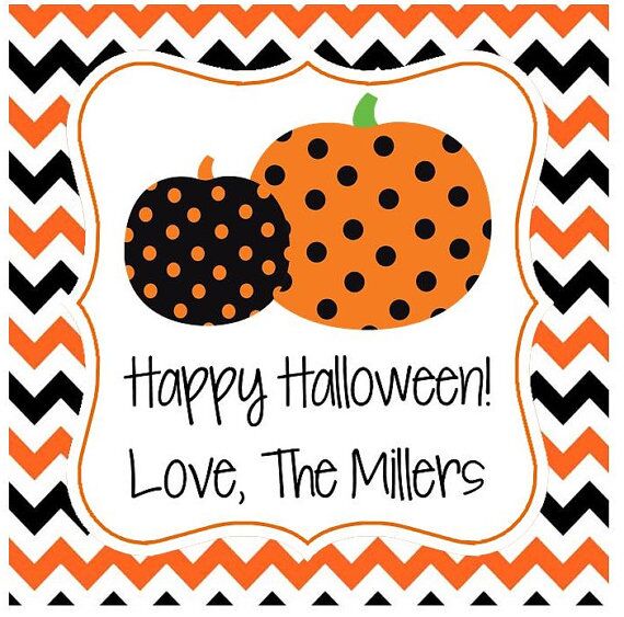 Personalized Halloween Gift Tag Stickers{Chevron Pumpkin}
