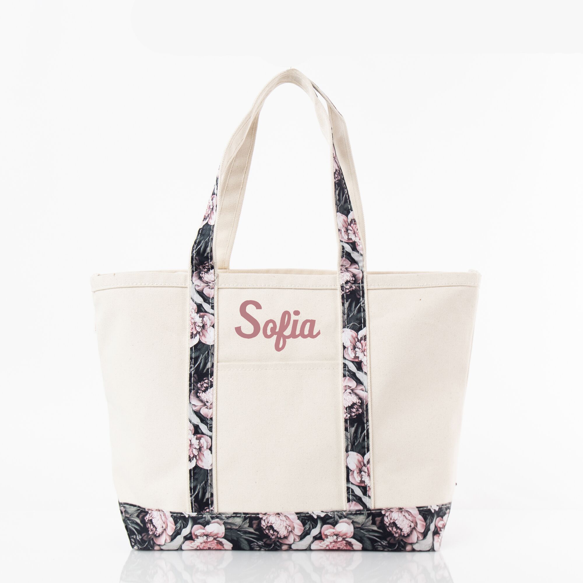 Canvas Tote Boat Bag with Monogram {Vintage Rose}