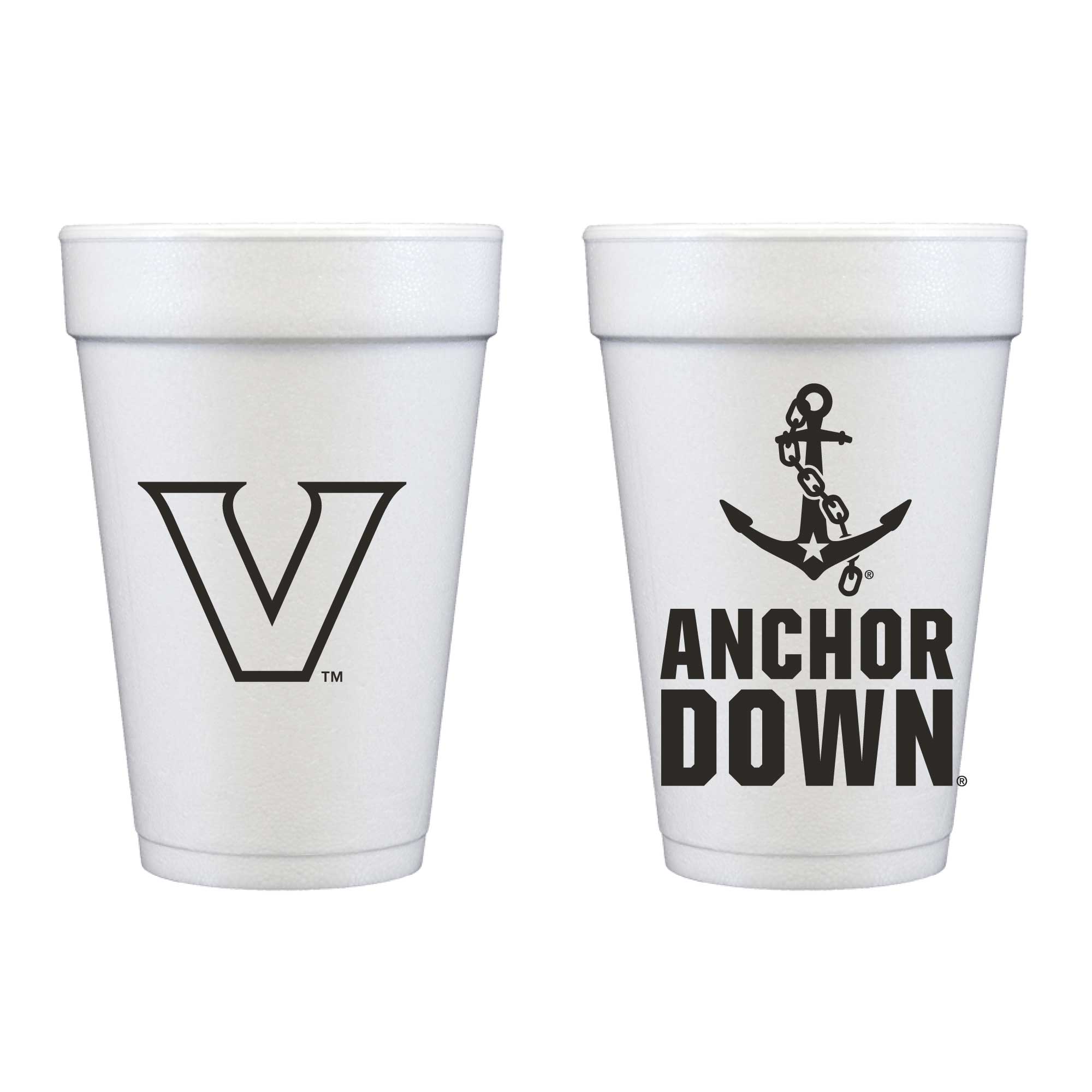 Vanderbilt University Commodores | Anchor Down Disposable Foam Cup Vanderbilt University - Logo/Anchor Down {Foam Cup 10 Pack}