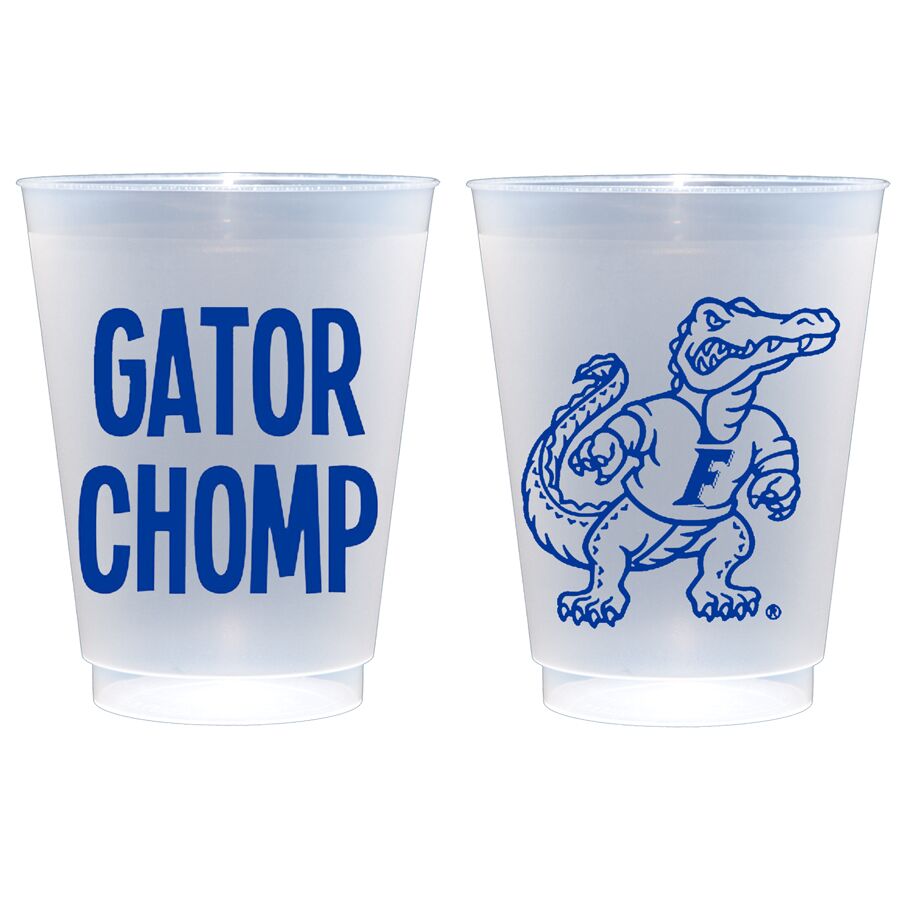 University Florida Gator Chomp Disposabl–Frosted Roadie Party Cup University of Florida Campus Skyline {Frosted Roadie Cup 8 Pack}