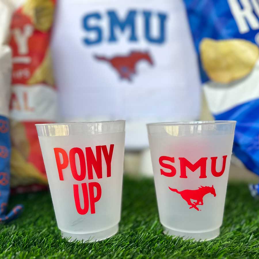 SMU-Mustangs-Southern-Methodist-University-Pony-Up-Disposable–Frosted-Plastic–Cup-9 Southern Methodist University (SMU) Campus Skyline - Dallas {Frost 8 Pack} - Image 3