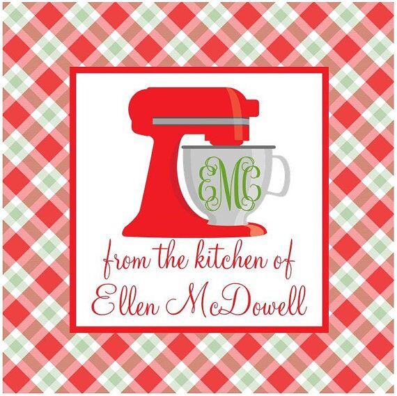Personalized Christmas Gift Tag Stickers {Christmas Plaid with Mixer}