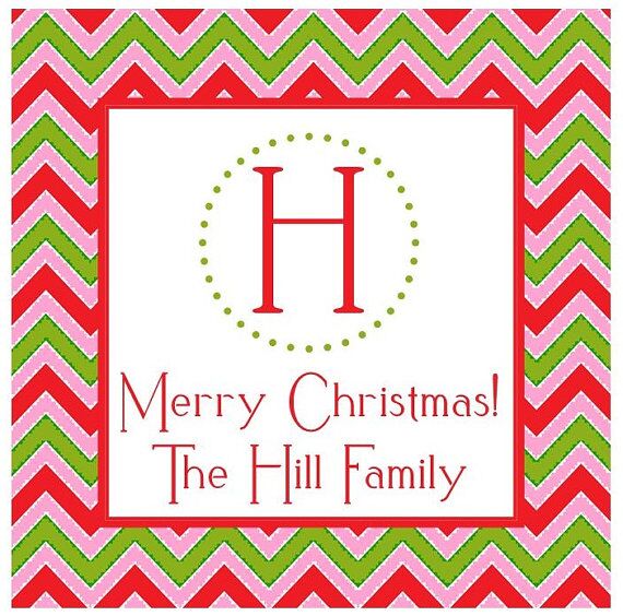Personalized Christmas Gift Tag Stickers {Mulit Chevron}