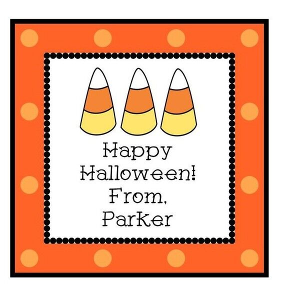 Personalized Halloween Gift Tag Stickers {Candy Corn Trio}
