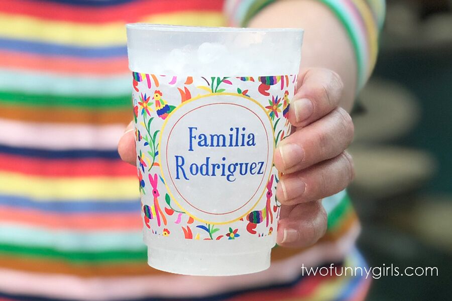 Personalized Frosted Roadie Cups - Full Color {Mexican Otomi Wrap}