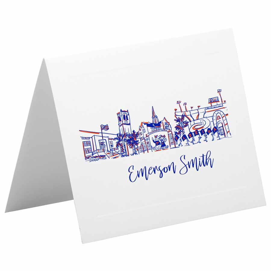 University-of-Florida-Stationery – Mellony Font University of Florida Campus Skyline Landmarks-Gainesville, Florida - Personalized Foldover Notecard