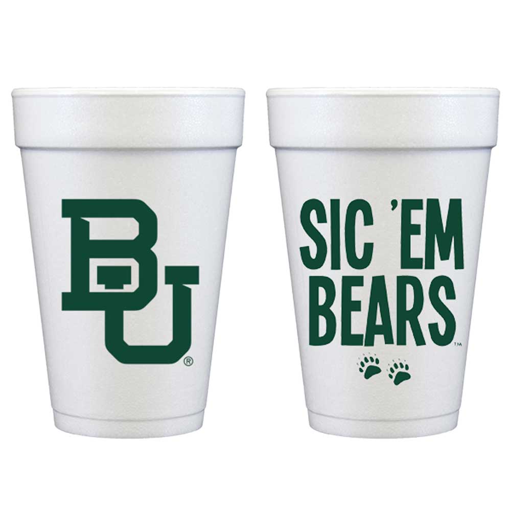 Baylor University Disposable Sic-Em-Bears-Foam Party Cup Baylor University Logo/Sic 'Em Bears {Styrofoam Cup 10 Pack}