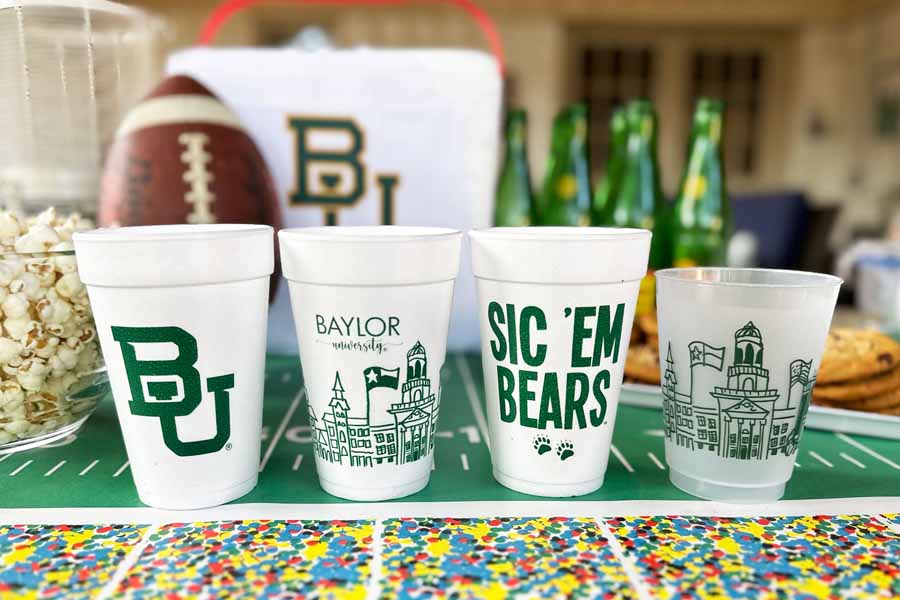 Baylor-University-Skyline-and-Sic_Em-Beaars-Foam-and-Frosted-Party-Cups-9 Baylor University Logo/Sic 'Em Bears {Styrofoam Cup 10 Pack} - Image 8