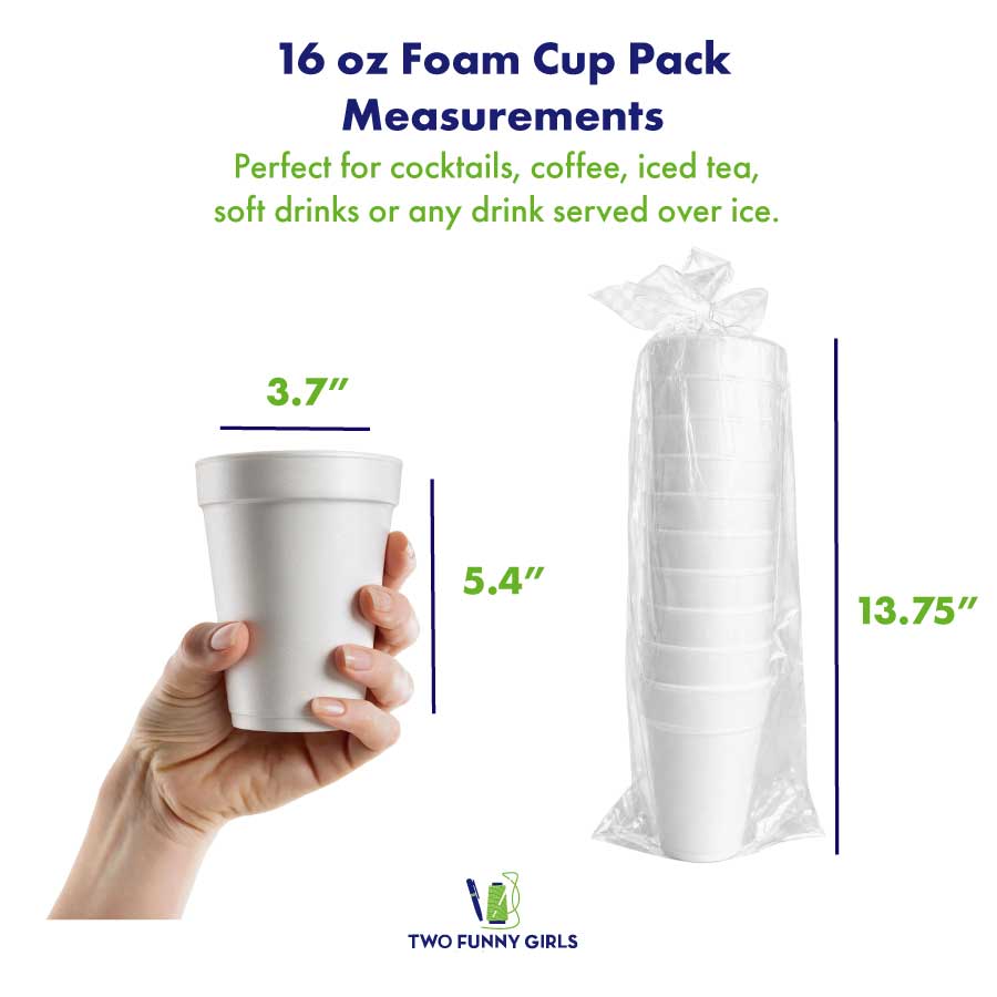 16-oz-Foam-Cups-Measurements-Hand-Held-9 Texas A&M University Logo/Gig 'Em Aggies {Styrofoam Cup 10 Pack} - Image 4