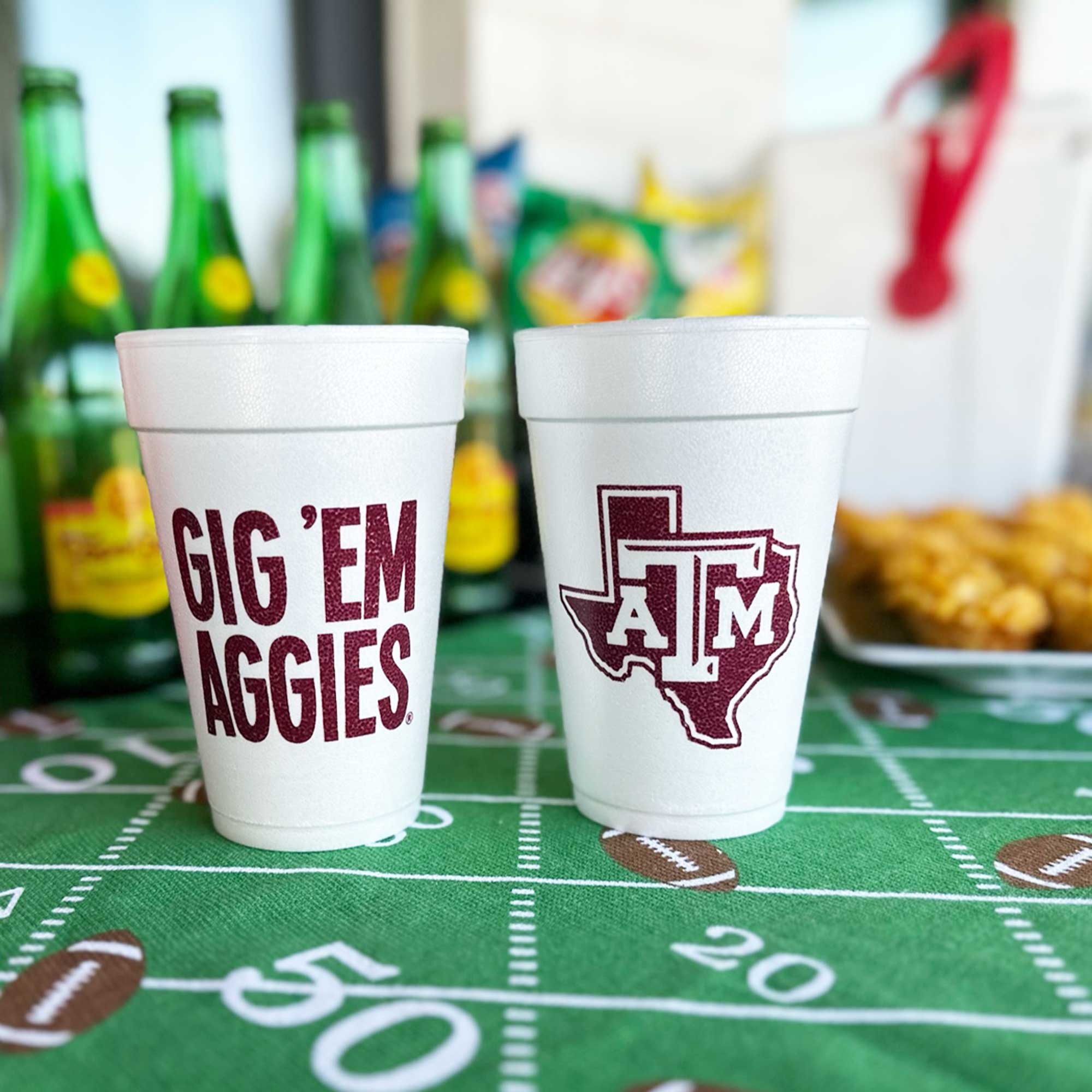 Texas A&M Gig ;Em Aggies Disposable Styrofoam Cup Texas A&M University Logo/Gig 'Em Aggies {Styrofoam Cup 10 Pack} - Image 2