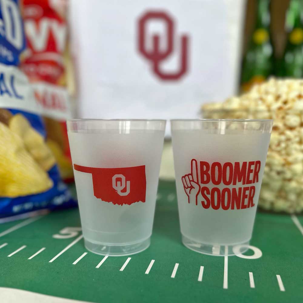 Univeristy-of-Oklahoma-Sooner-Boomer-Sooner-Frosted-Plastic-Roadie-Cup-1 Oklahoma University - Boomer Sooner {Shatterproof Cup 10 Pack} - Image 2