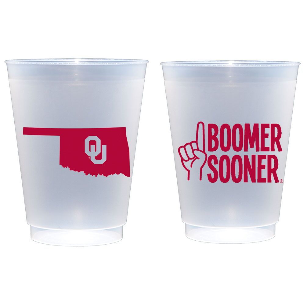 University Oklahoma Sooners Boomer Sooner Disposable Frosted Roadie Cup Tailgate Oklahoma University - Boomer Sooner {Shatterproof Cup 10 Pack}