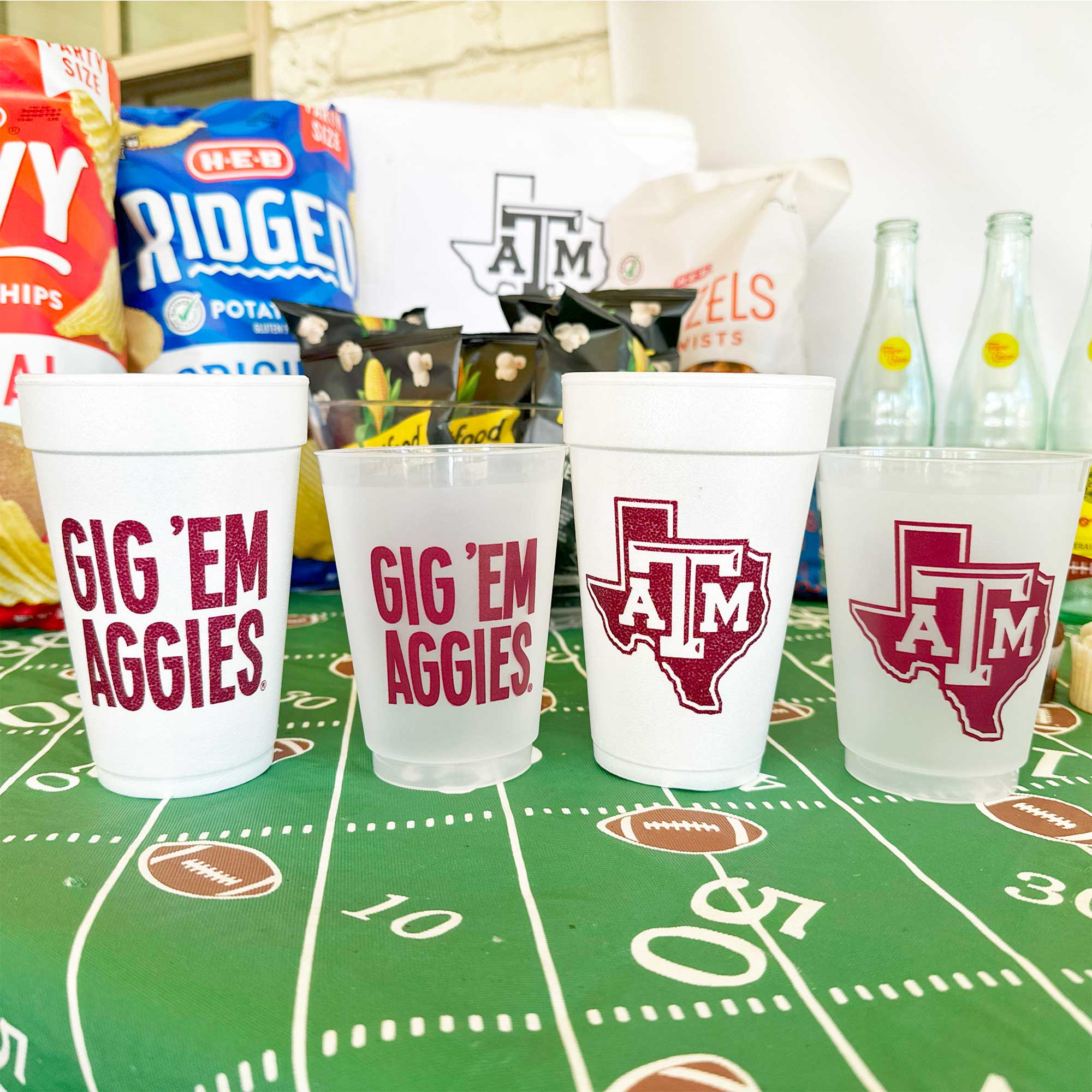 Texas A&M University Gig ‘Em Aggies Frosted Shatterproof Roadie & Foam Cup Texas A&M University Logo/Gig 'Em Aggies {Styrofoam Cup 10 Pack} - Image 3