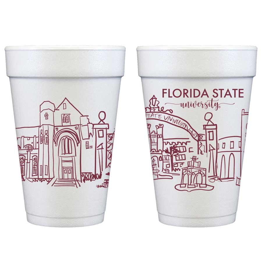 Florida State University Campus Skyline Foam Cup 10 Pack - Tallahassee, Florida
