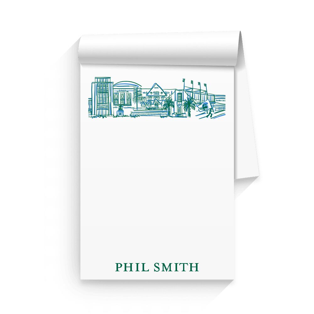 Tulane-University-Personlizized-Skyline-Notepad-1000 Tulane University Campus Skyline – Personalized Notepad Set