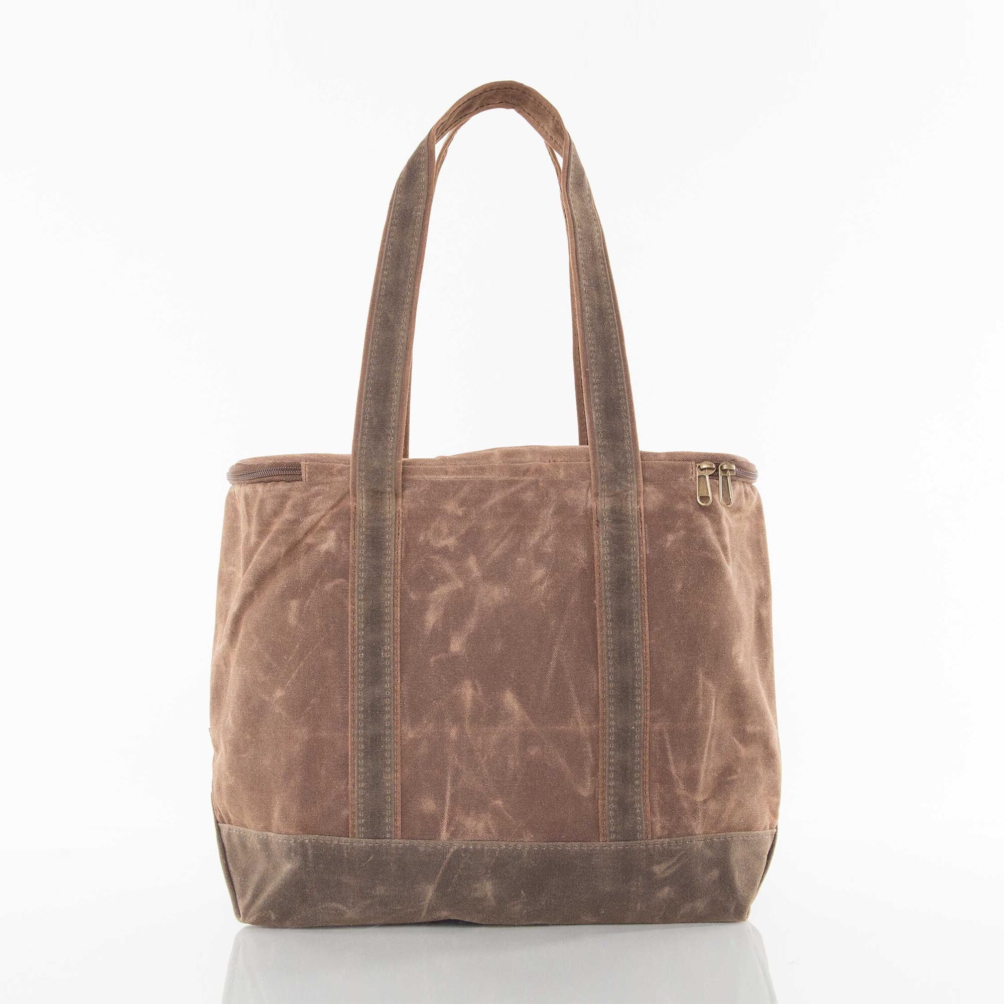 Insulated Cooler Bag Waxed Canvas with Monogram – Khaki – Back Insulated Canvas Cooler Tote Bag {Large - Waxed Canvas - Khaki} - Image 2