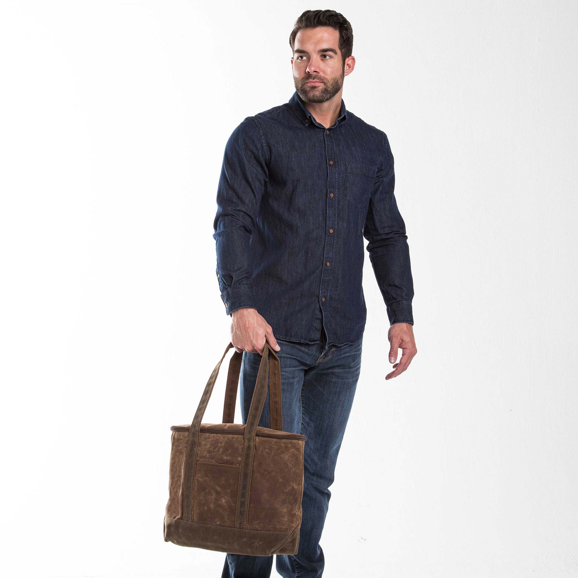 Insulated Cooler Bag Waxed Canvas with Monogram – Khaki – Lifestyle Insulated Canvas Cooler Tote Bag {Large - Waxed Canvas - Khaki} - Image 4