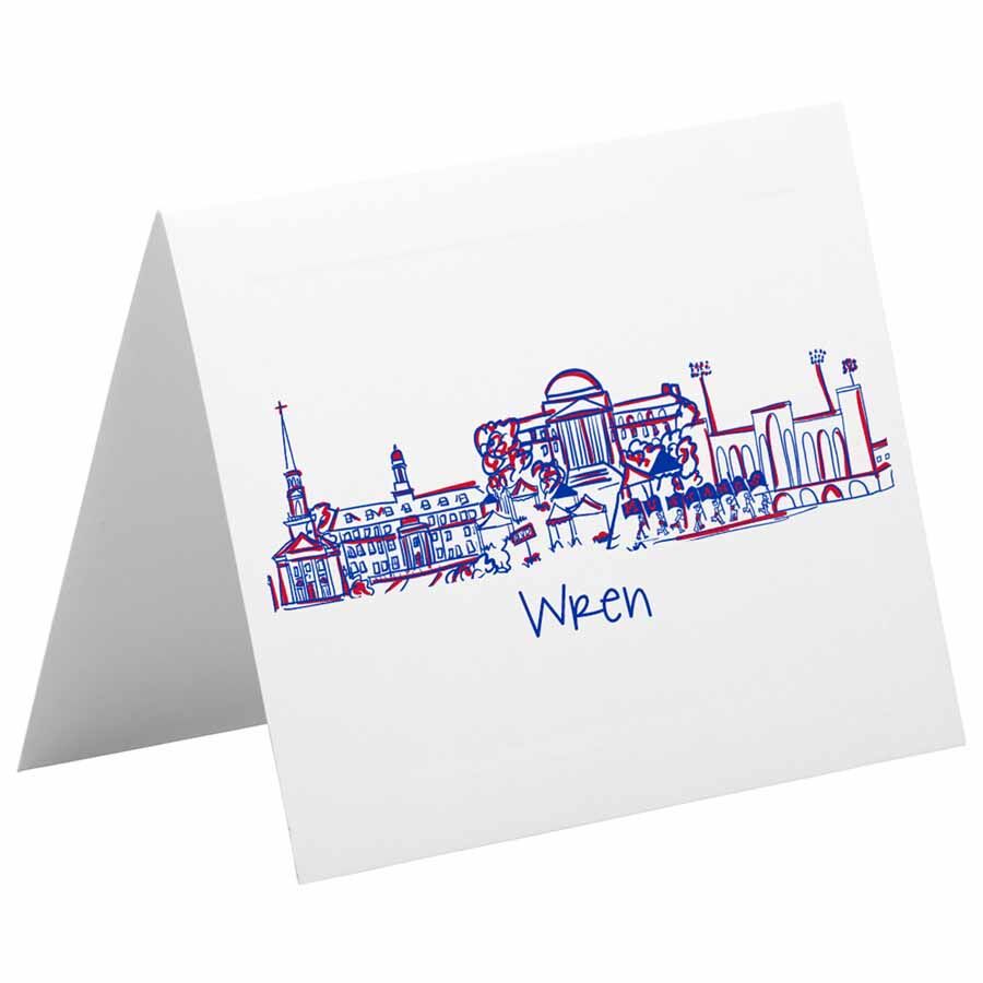 Southern-Methodist-University-SMU-Mustangs-Dallas-Personalized-Foldover-Notecards-Stationery-2000-900 Southern Methodist University Campus Skyline Landmarks-Dallas, Texas - Personalized Foldover Notecard