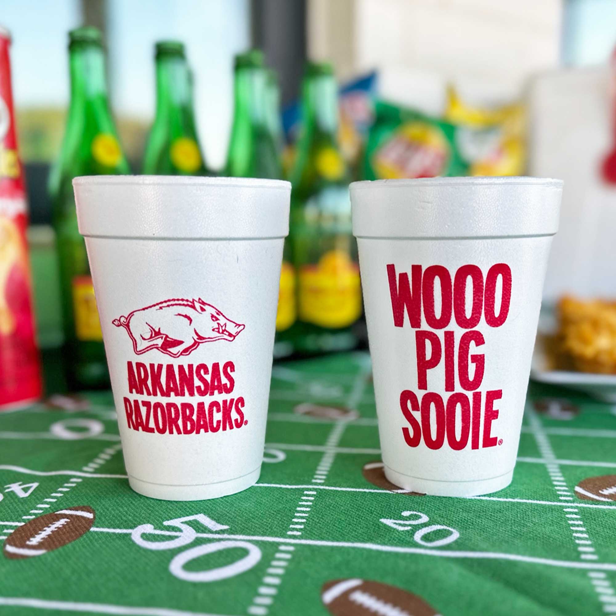 University of Arkansas Razorback Wooo Pig Sooie Disposable Foam Cup University of Arkansas Razorback Logo - Wooo Pig {Foam Cup 10 Pack} - Image 3