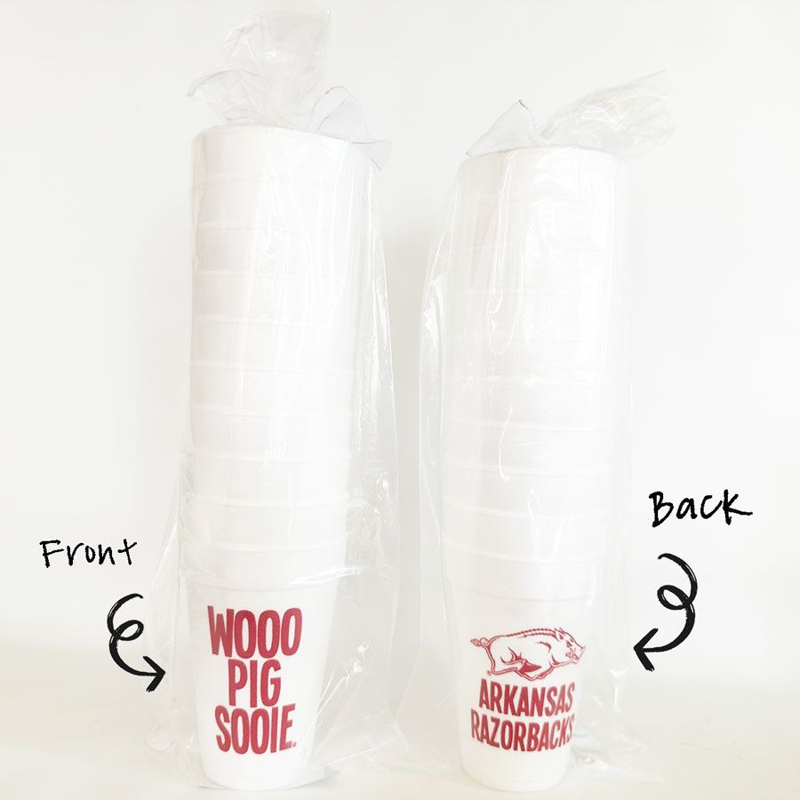 University-of-Arkansas-Razorback-Wooo-Pig-Sooie-Disposable-Foam-Cup-9 University of Arkansas Razorback Logo - Wooo Pig {Foam Cup 10 Pack} - Image 4