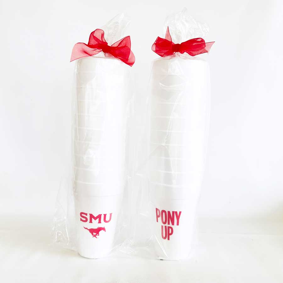 SMU-Mustang-Southern-Methodist-University-Pony-Up-Disposable-Foam-Cups-9 Southern Methodist University (SMU) Logo Foam Cups - Pony Up with Mustang - Image 6