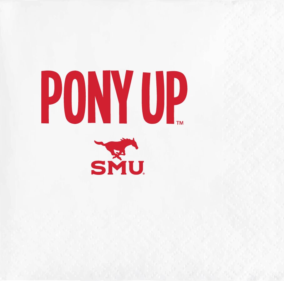 SMU Mustangs White Cocktail Beverage Party Disposable Napkin Southern Methodist University(SMU)/Pony Up - Napkin Pack