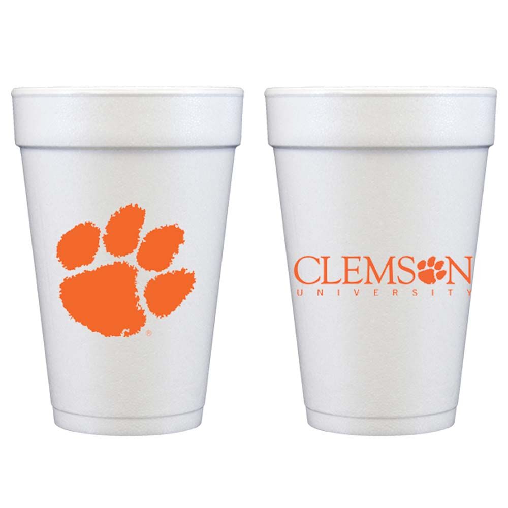 Clemson-University-TIgers-Styrofoam-Party-Cup—1 Clemson University Official Logos {Foam Cup 10 Pack}