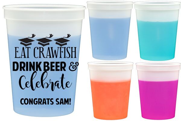 Personalized Mood/Color Changing Stadium Cups for Graduation Party {16 oz}