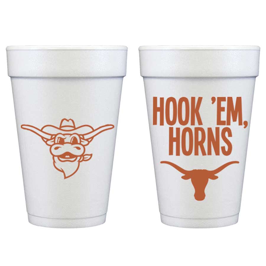 Hook-em-Horns-Univeristy-of-Texas-Longhorns-Disposable-Foam-Cup-9 University of Texas - Austin Logo/Hook 'Em Horns {Foam Cup 10 Pack}